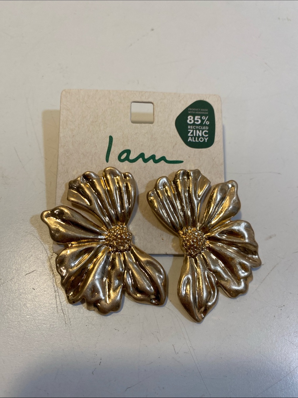 I Am Gold Floral Statement Earrings
